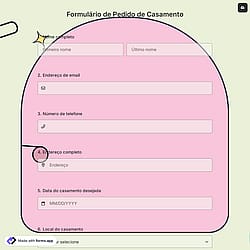 Formulário de Pedido de Casamento