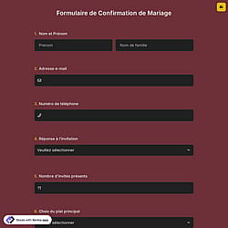 Formulaire de RSVP de mariage