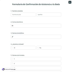 Formulario de RSVP para bodas