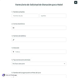 Formulario de Solicitud de Donación para Hotel