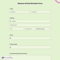 Museum Artifact Donation Form