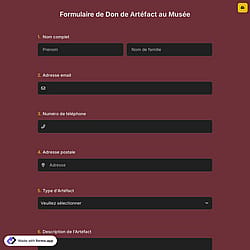 Formulaire de Don de Artéfact au Musée