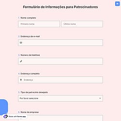Formulário de Informações para Patrocinadores