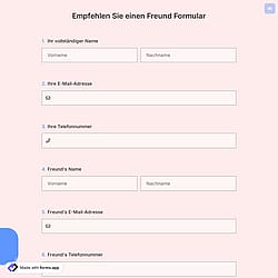 Empfehlen Sie einen Freund Formular