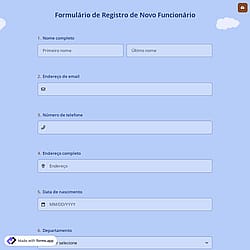 Formulário de Registro de Novo Funcionário