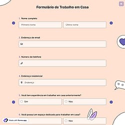 Formulário de Trabalho em Casa