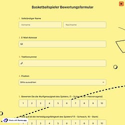 Basketballspieler Bewertungsformular