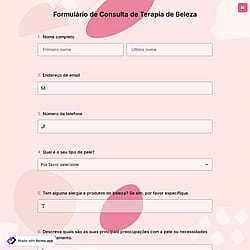Formulário de Consulta de Terapia de Beleza