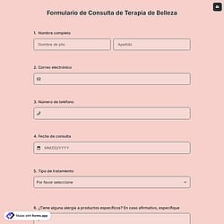 Formulario de Consulta de Terapia de Belleza