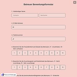 Betreuer Bewertungsformular