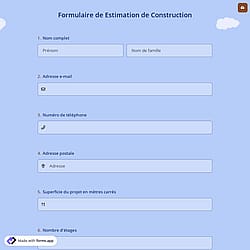 Formulaire de Estimation de Construction