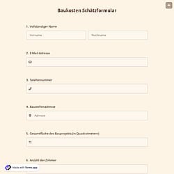 Baukosten Schätzformular