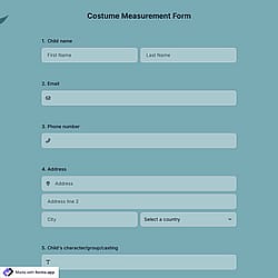 Costume Measurement Form