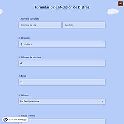 Formulario de Medición de Disfraz