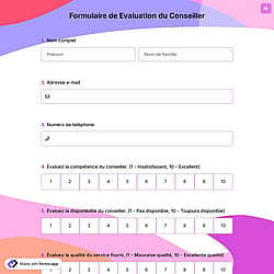 Formulaire de Evaluation du Conseiller