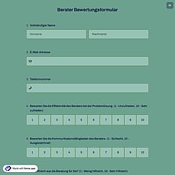 Berater Bewertungsformular