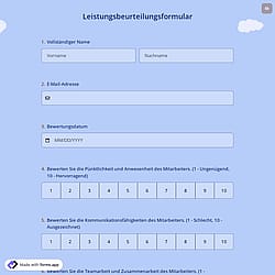 Mitarbeiter LeistungsfeedbackFormular