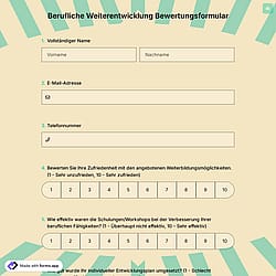 Evaluierungsformular für berufliche Weiterentwicklung