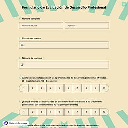 Formulario de evaluación de desarrollo profesional