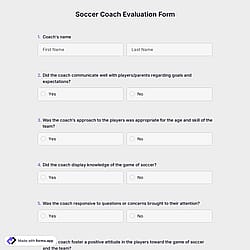 Soccer Coach Evaluation Form