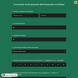 Formulario de Evaluación del Entrenador de Fútbol