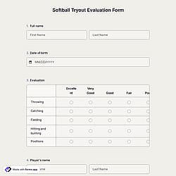 Softball Tryout Evaluation Form