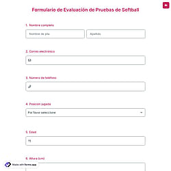 Formulario de Evaluación de Pruebas de Softball