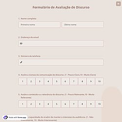 Formulário de Avaliação de Discurso