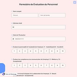 Formulaire de Évaluation du Personnel