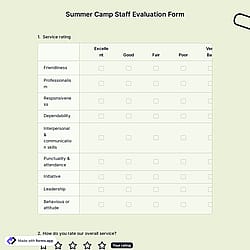 Summer Camp Staff Evaluation Form
