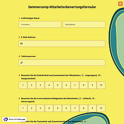 Sommercamp Mitarbeiterbewertungsformular
