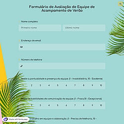 Formulário de Avaliação de Equipe de Acampamento de Verão