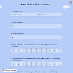 Formulário de Avaliação do Culto
