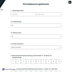 Schreibbewertungsformular