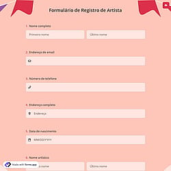 Formulário de Registro de Artista