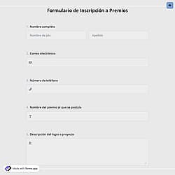 Formulario de Inscripción a Premios