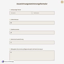 Award-Nominierungsformular