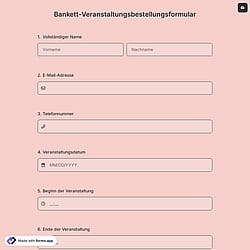 Bankett-Veranstaltungsbestellungsformular