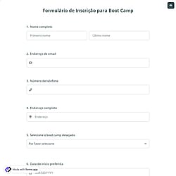 Formulário de Inscrição para Boot Camp