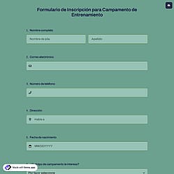 Formulario de Inscripción para Campamento de Entrenamiento
