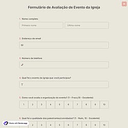 Formulário de Avaliação de Evento da Igreja