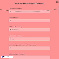 Veranstaltungsbeschreibung Formular