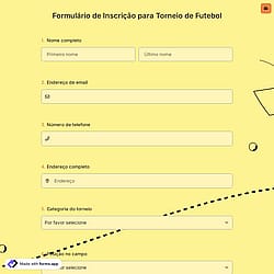 Formulário de Inscrição para Torneio de Futebol