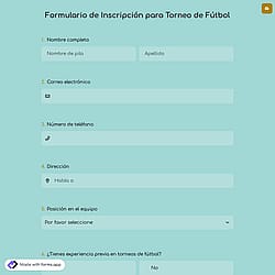 Formulario de Inscripción para Torneo de Fútbol