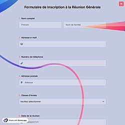 Formulaire de Inscription à la Réunion Générale