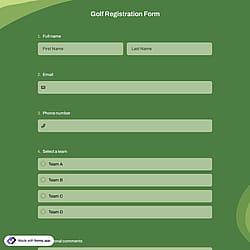 Golf Registration Form