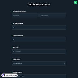 Golf Anmeldeformular