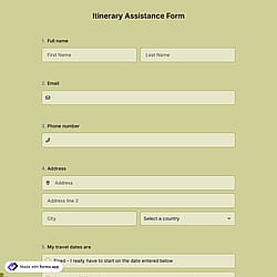 Itinerary Assistance Form 