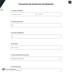 Formulario de Asistencia de Itinerario