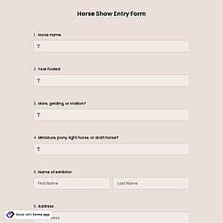 Horse Show Entry Form